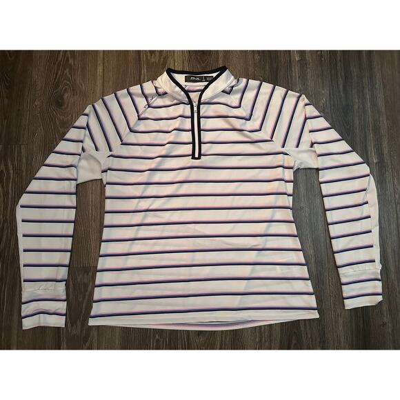 RLX RALPH LAUREN Striped Jersey Quarter-Zip Pullover size XL - Picture 1 of 5